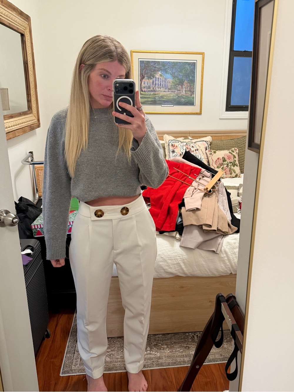 Zara white high waist trousers